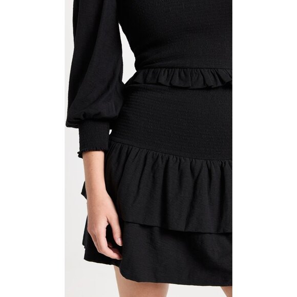 Nation LTD Black Textured Long Sleeve Ruffle Dress - Size M, New With Tags - Picture 3 of 6